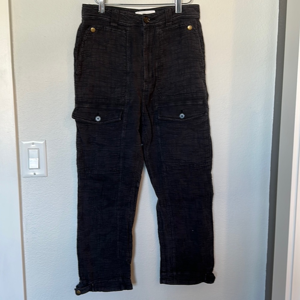 Anthropologie gauze black cropped cargo pants